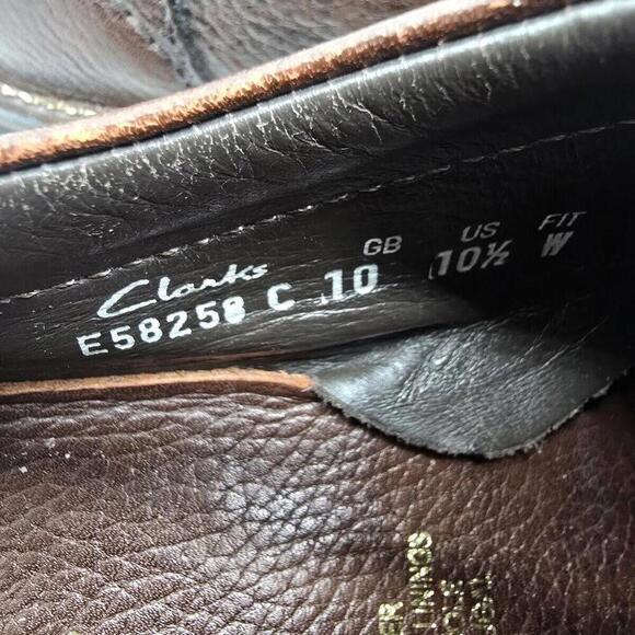 Clark's Silvato Extra Wide 10 5 Oil Resisting Loafers Tie Up Brown Leather Men's - Picture 7 of 8